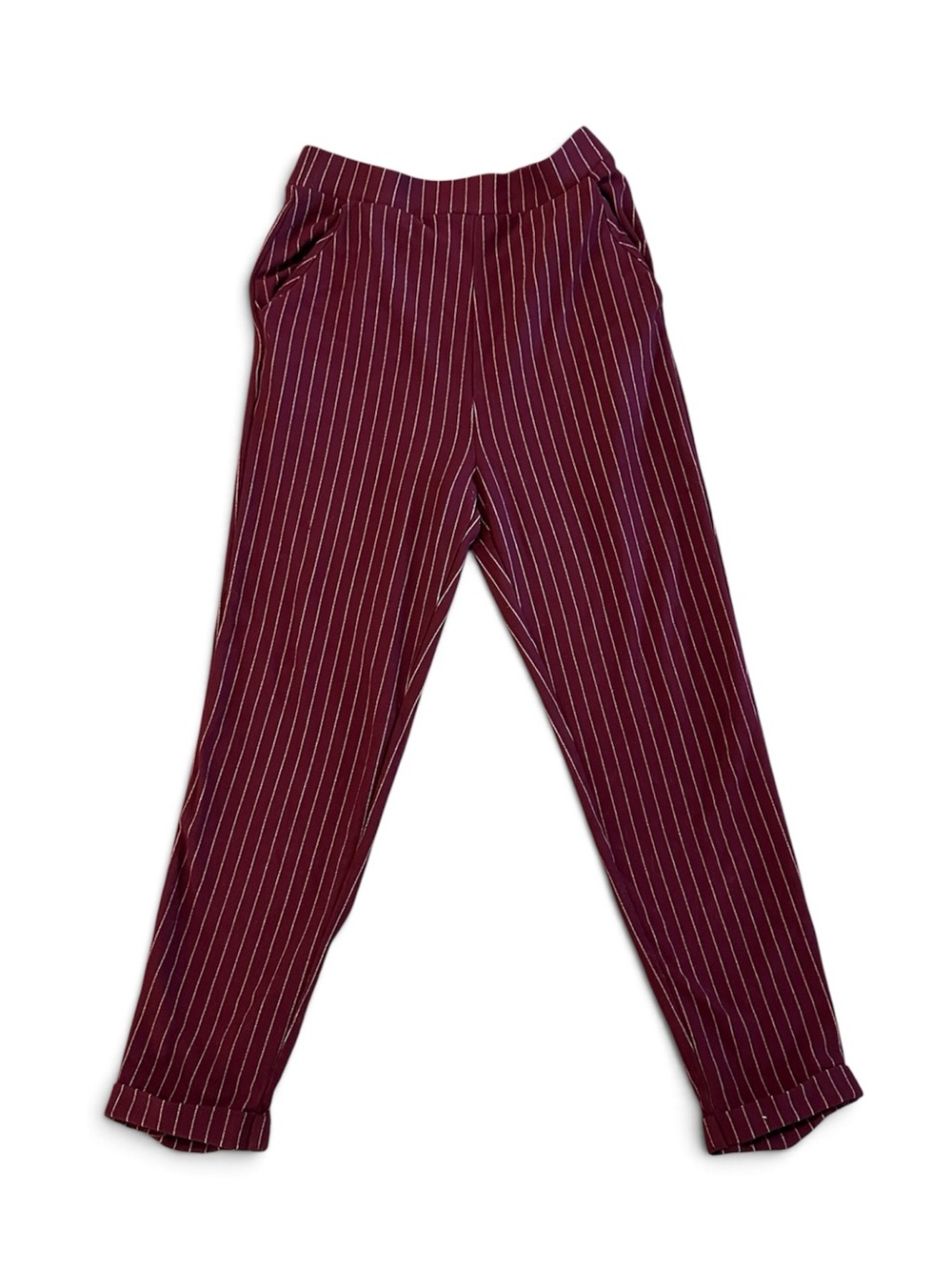 Forever 21 Burgundy Pinstripe Pull-On Trousers